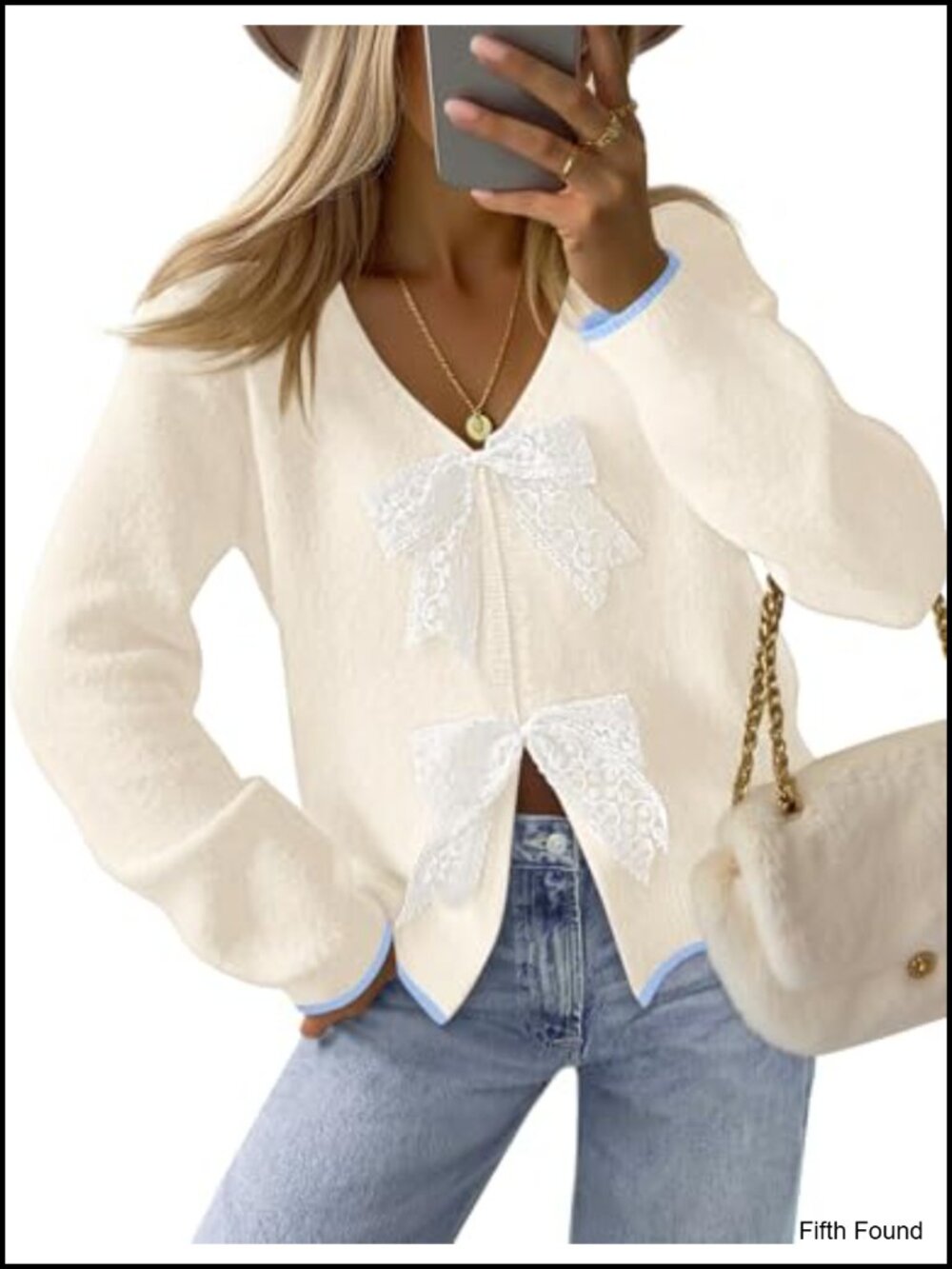 Women's Chunky Knit Tie Front Bow Cardigan Long Sleeve V-Neck Sweater